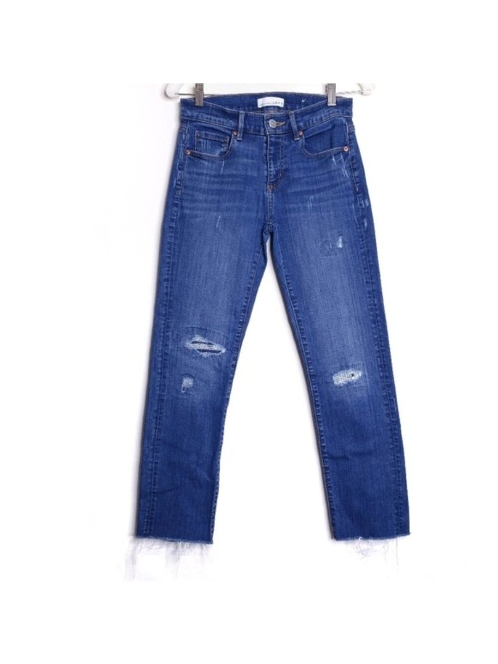 Loft Modern Straight Leg Distressed Raw Hem Frayed Jeans Women's Size 26/2